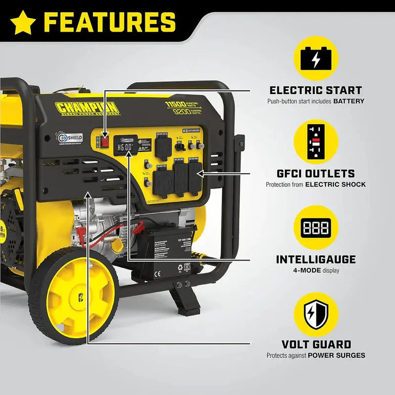 9000W Wireless Start Portable Generator  CO Shield Safety Technology & Smart Monitoring