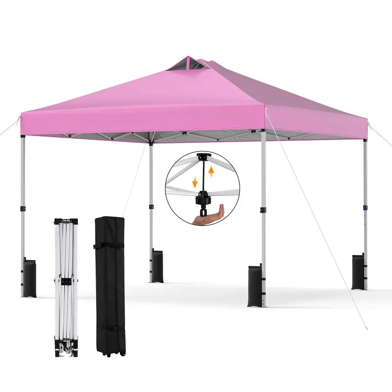 10×10-Foot Pop-Up Canopy Tent with One-Touch Setup, Sandbags & Convenient Roller Bag