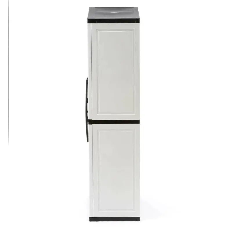 Freestanding Garage Storage Cabinet  Grey Plastic, 89 cm W × 180 cm H × 46 cm D, Locking Doors & Adjustable Shelves