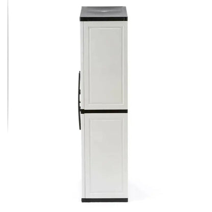 Freestanding Garage Storage Cabinet  Grey Plastic, 89 cm W × 180 cm H × 46 cm D, Locking Doors & Adjustable Shelves