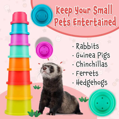 Colorful PetSafe 8-Piece Stackable Plastic Nesting Snack Cups for Rabbits