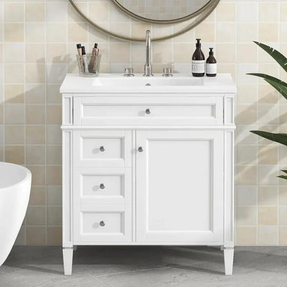 Modern 36-Inch Freestanding Bathroom Vanity with Single Undermount Sink, Soft-Close Drawers & Tip-Out Storage