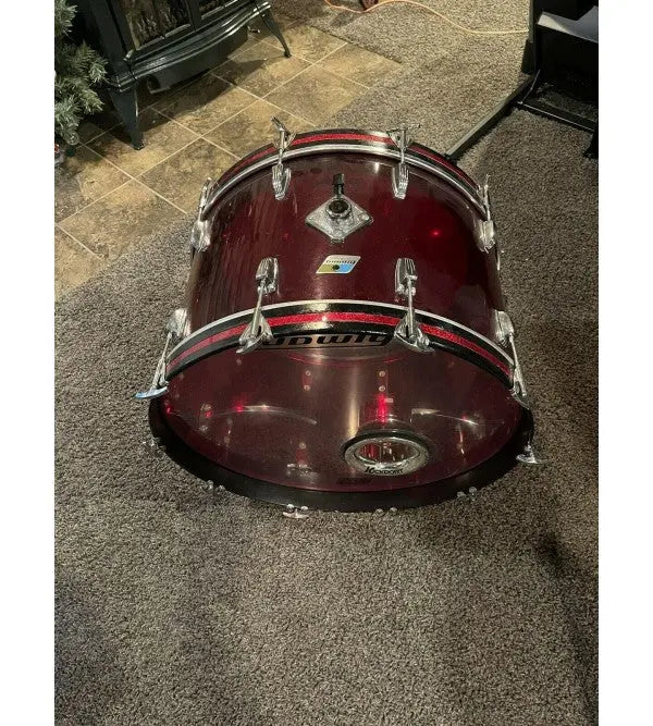 24-Inch Red Ludwig Vistalite Bass Drum  Excellent Used Condition