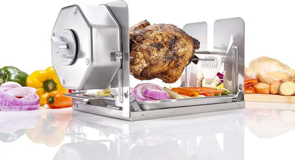 RotoQ360 Stainless Steel Cordless Rotisserie Kit for Grills, Ovens & Smokers  Portable Non-Electric Spit Roaster