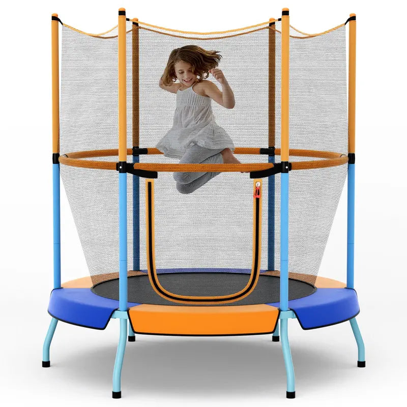Kids’ Round Trampoline with Safety Enclosure