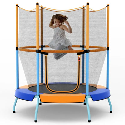 Kids’ Round Trampoline with Safety Enclosure