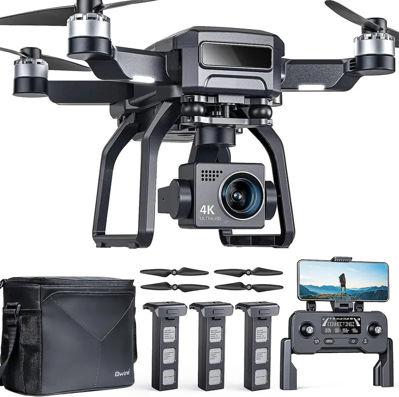 Professional 4K GPS Drone for Adults  3-Axis Gimbal, 2-Mile Range, 75-Min Flight Time, Triple Battery Kit