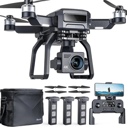 Professional 4K GPS Drone for Adults  3-Axis Gimbal, 2-Mile Range, 75-Min Flight Time, Triple Battery Kit