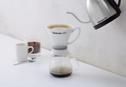 Bonavita 1L Precision Temperature Gooseneck Kettle  Silver, 1000W, Ergonomic Pour Control