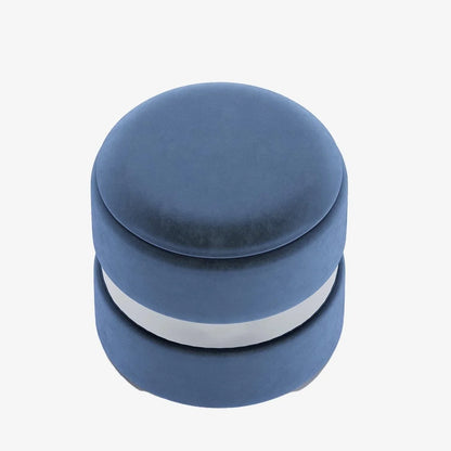 Pouf rond en velours & métal avec rangement