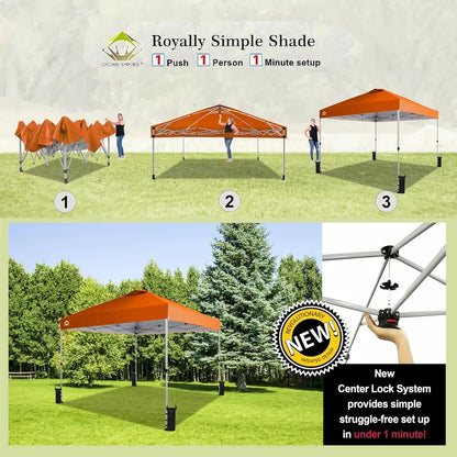 10×10 One-Touch Pop-Up Awning  Beach Sunshade Tent with Silver-Coated Canopy, 3 Height Adjustments & 4 Sand Pockets