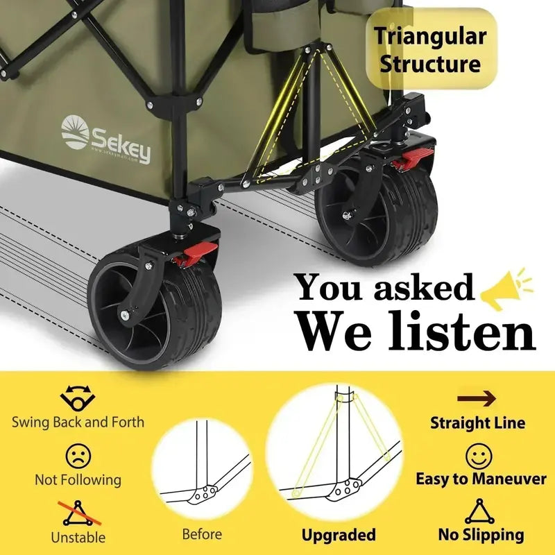 Sekey 48¡å Extended Folding Travel Cart  440 lb Load Rating, Multi-Use Garden &amp; Transport Solution