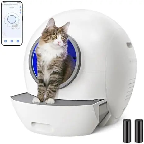 SMARTELF Automatic Self-Cleaning Litter Box for Multiple Cats  Extra Large, Odor-Removing, Anti-Pinch