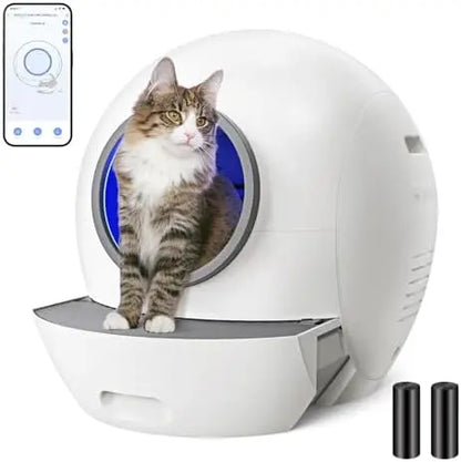 SMARTELF Automatic Self-Cleaning Litter Box for Multiple Cats  Extra Large, Odor-Removing, Anti-Pinch