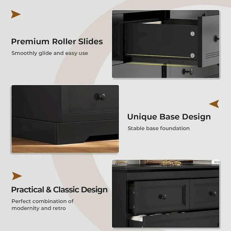 10-Drawer Wooden Dresser  Tall Chest of Drawers with Ample Bedroom Storage Space