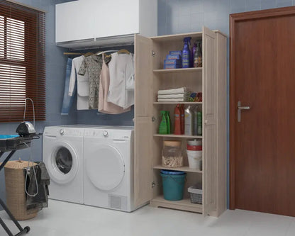 Freestanding Solid Wood Pantry Cabinet with Adjustable Shelves and Closet Storage Space