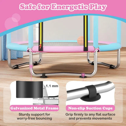 60-Inch Toddler Trampoline  Safe Recreational Bouncer with Basketball Hoop for Ages 36