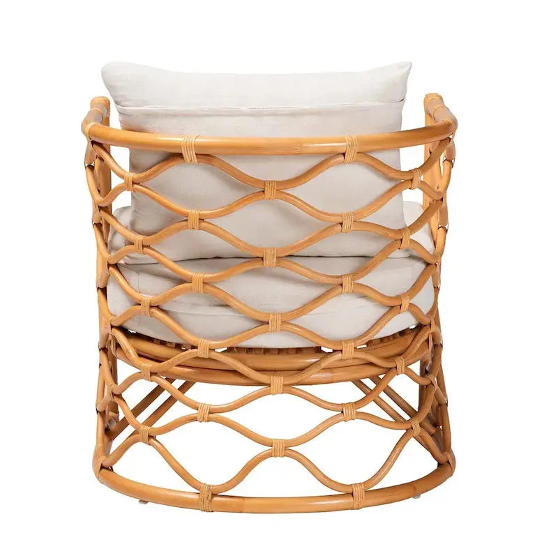 Acelynn Bohemian Rattan Armchair in Light Honey Finish