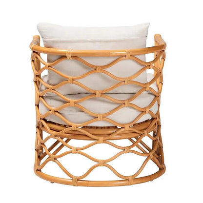 Acelynn Bohemian Rattan Armchair in Light Honey Finish