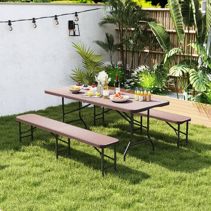 6-Foot Heavy-Duty Plastic Folding Bench  1320-LB Capacity Portable Seat for Camping, Picnics & Events