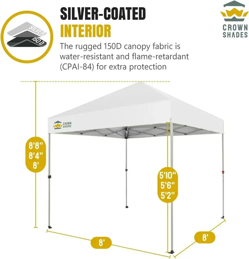 10×10 One-Click Pop-Up Awning  Silver-Coated Sunshade Canopy for Beach, Picnic & Outdoor Events