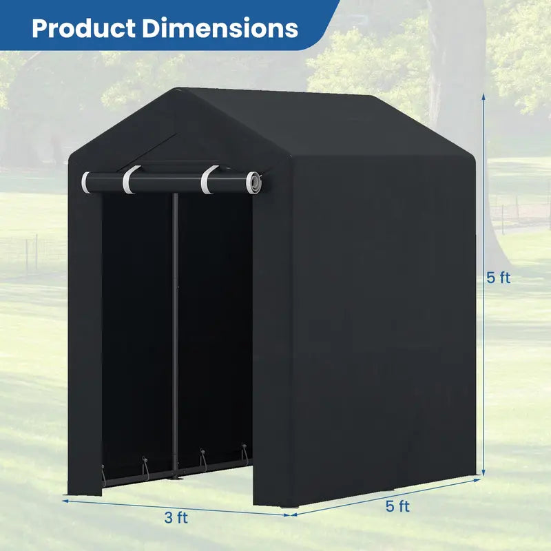 Heavy-Duty Portable Storage Shed  Waterproof Outdoor Carport & Garage Tent for Vehicles or Gear