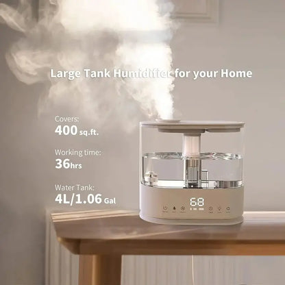 Top-Fill Bedroom Humidifier  4L Large-Capacity Ultrasonic Unit for Quiet Operation