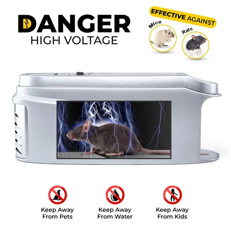 Teal Elite Electric Mouse Trap  Silver Rodent Zapper, LED Alert Light, Modern Indoor Pest Control (RZ100-B)