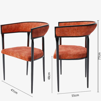 Chaise de salle   manger design dossier arrondi velours ocre Aurore