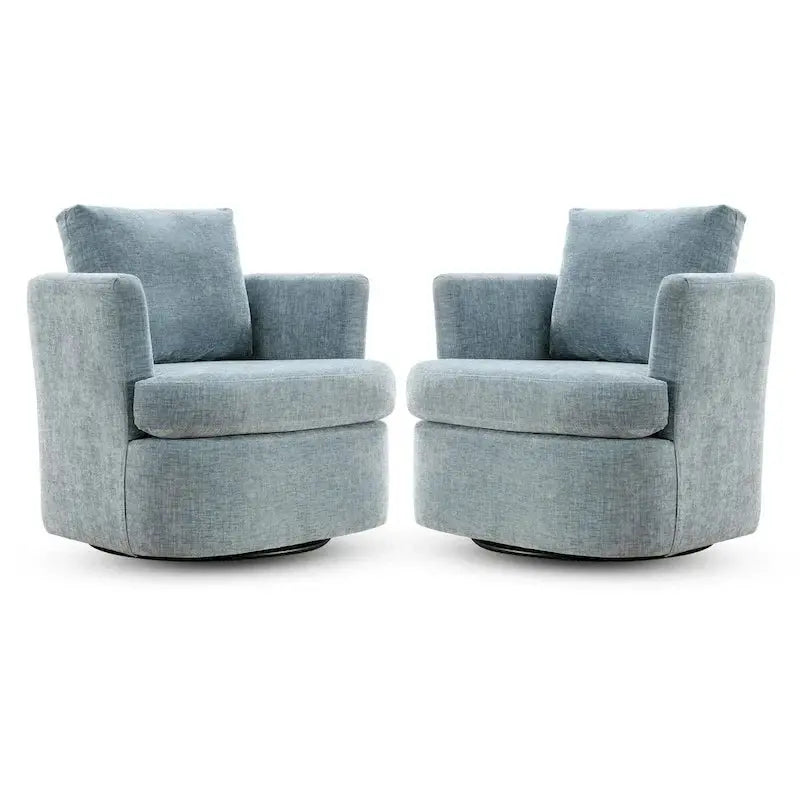 Modern Chenille Swivel Accent Chair  Barrel-Style Rotating Armchair for Living Spaces