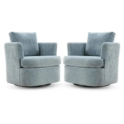 Modern Chenille Swivel Accent Chair  Barrel-Style Rotating Armchair for Living Spaces