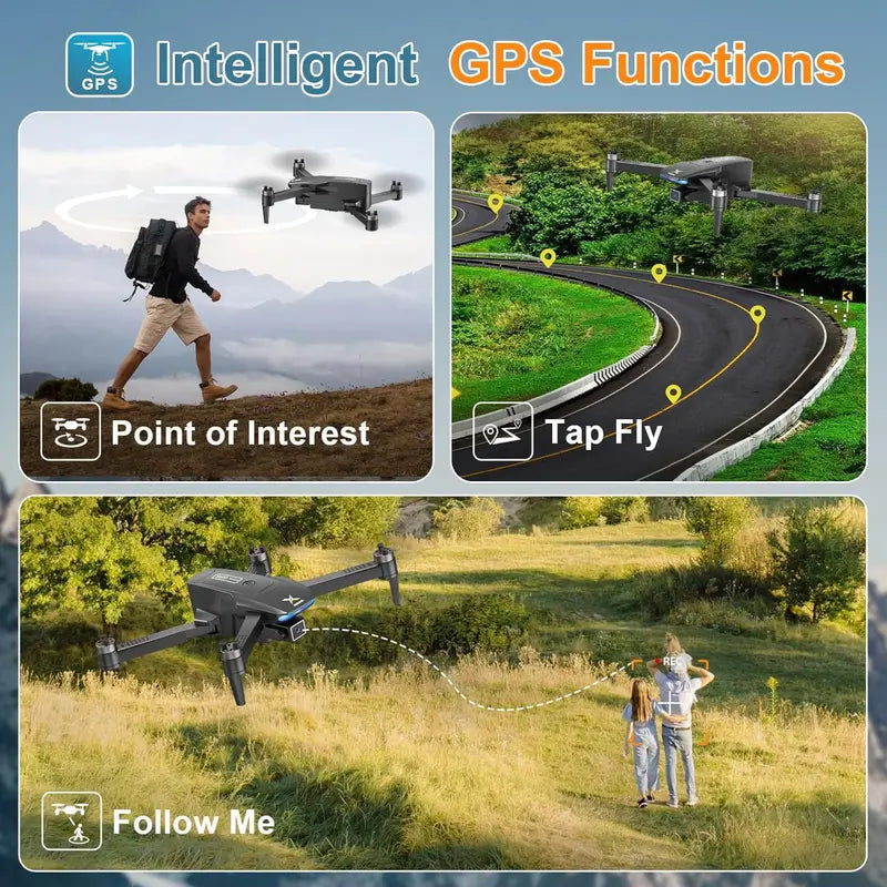 Foldable 4K GPS Drone for Beginners  Brushless FPV Quadcopter with Auto Return, Follow Me, Headless Mode & 50-Minute Battery Life