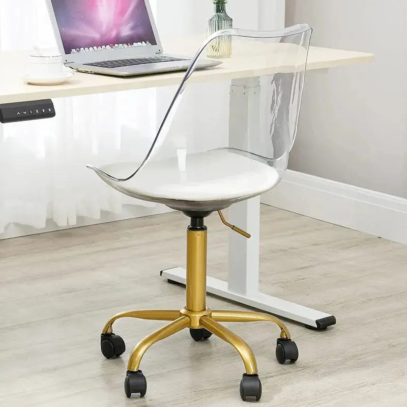 Adjustable Height Swivel Office Chair with Acrylic Back and Rolling Casters