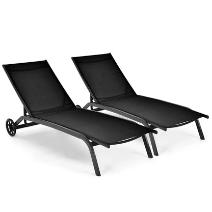 Premium Poolside Lounge Chair  Adjustable 6-Position Chaise with Smooth-Cast Wheels & Quick-Dry Fabric