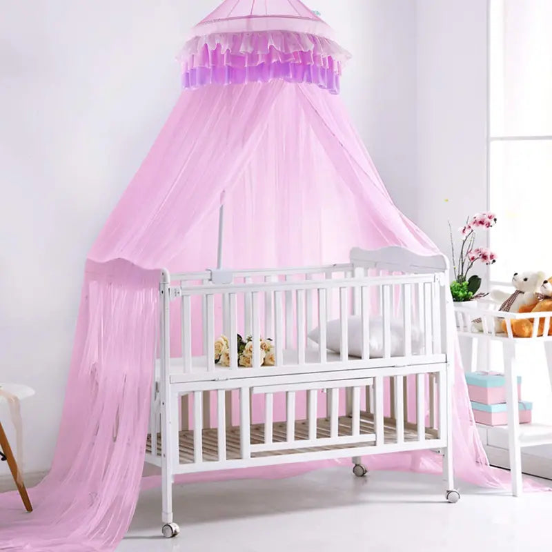 Princess-Style Dome Canopy Net with Ruffled Lace Trim