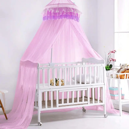 Princess-Style Dome Canopy Net with Ruffled Lace Trim
