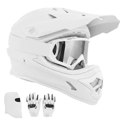 Adult ATV Helmet Combo: Full-Face Helmet, Goggles, Gloves, Mask, and Visor