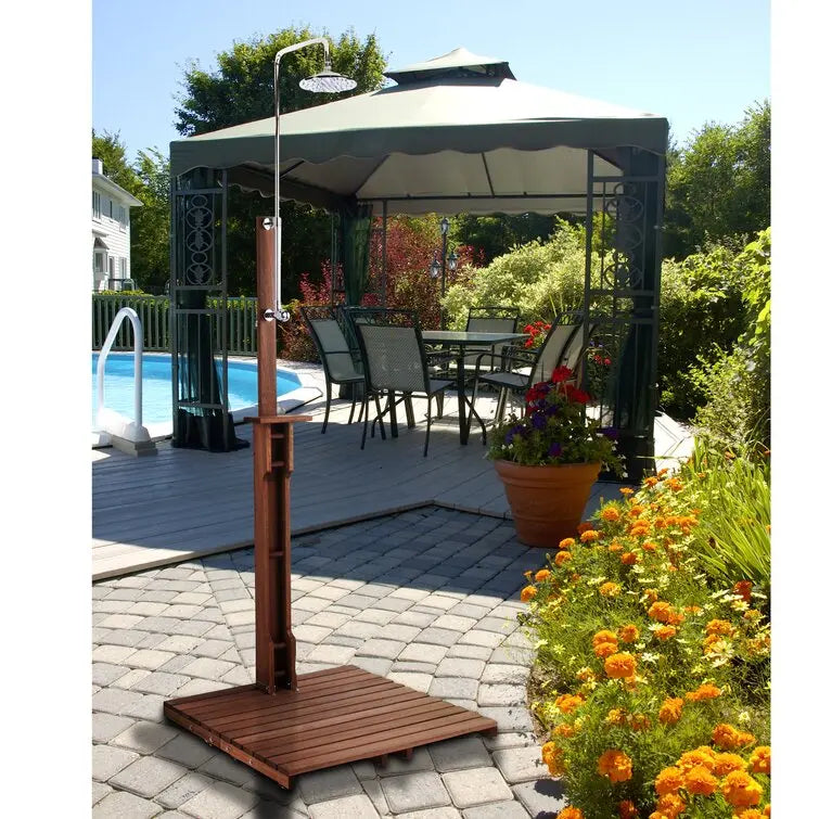 Freestanding Stainless Steel Outdoor Shower Tower with Duckboard  94.5 Inches High