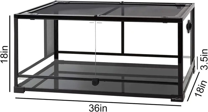 50-Gallon Double-Door Glass Reptile Terrarium with Ventilated Screen Top  36″ x 18″ x 18″ Knock-Down Assembly