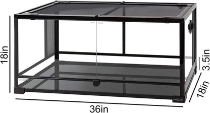 50-Gallon Double-Door Glass Reptile Terrarium with Ventilated Screen Top  36″ x 18″ x 18″ Knock-Down Assembly