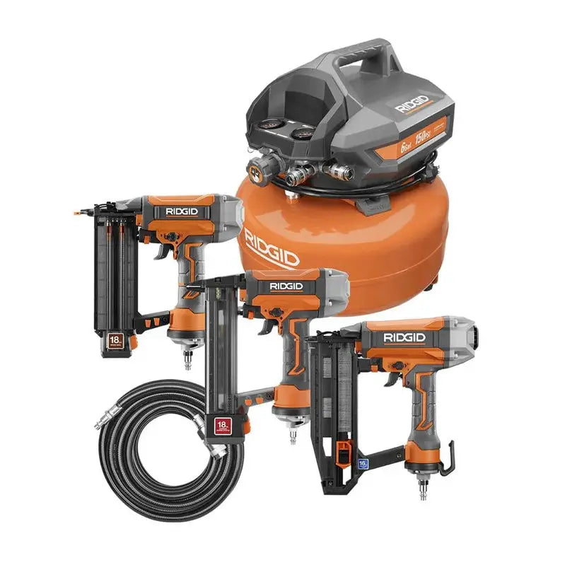 6-Gallon Portable Pancake Air Compressor Kit  Includes Brad Nailer, Finish Nailer, and Stapler