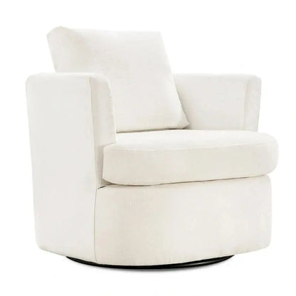 Modern Chenille Swivel Accent Chair  Barrel-Style Rotating Armchair for Living Spaces