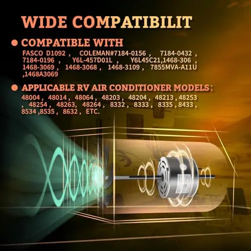 RV AC Fan Motor 1/3 HP 115V  Compatible with Coleman Mach 6000 & 8000 Series 48014 7855MVA-A11U