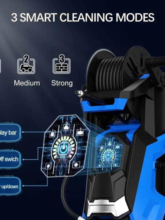 Blue Electric Pressure Washer 4500 PSI 3.2 GPM with Smart Control, Adjustable Levels for Effortless Patio Cleaning