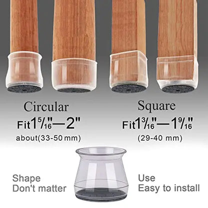 BUMACO 40-Pack Silicone Chair Leg Protectors  Floor-Safe Non-Slip Covers for Hardwood, Tile & Laminate Surfaces