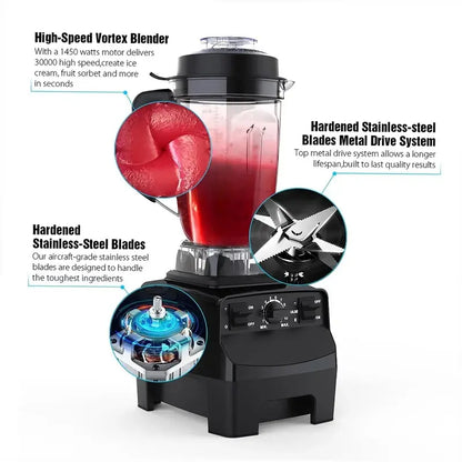 Professional 1450W Blender with 68 oz Total Crushing Pitcher  Dishwasher-Safe, Heavy-Duty Motor for Smoothies, Soups, and Nut Butters, Black