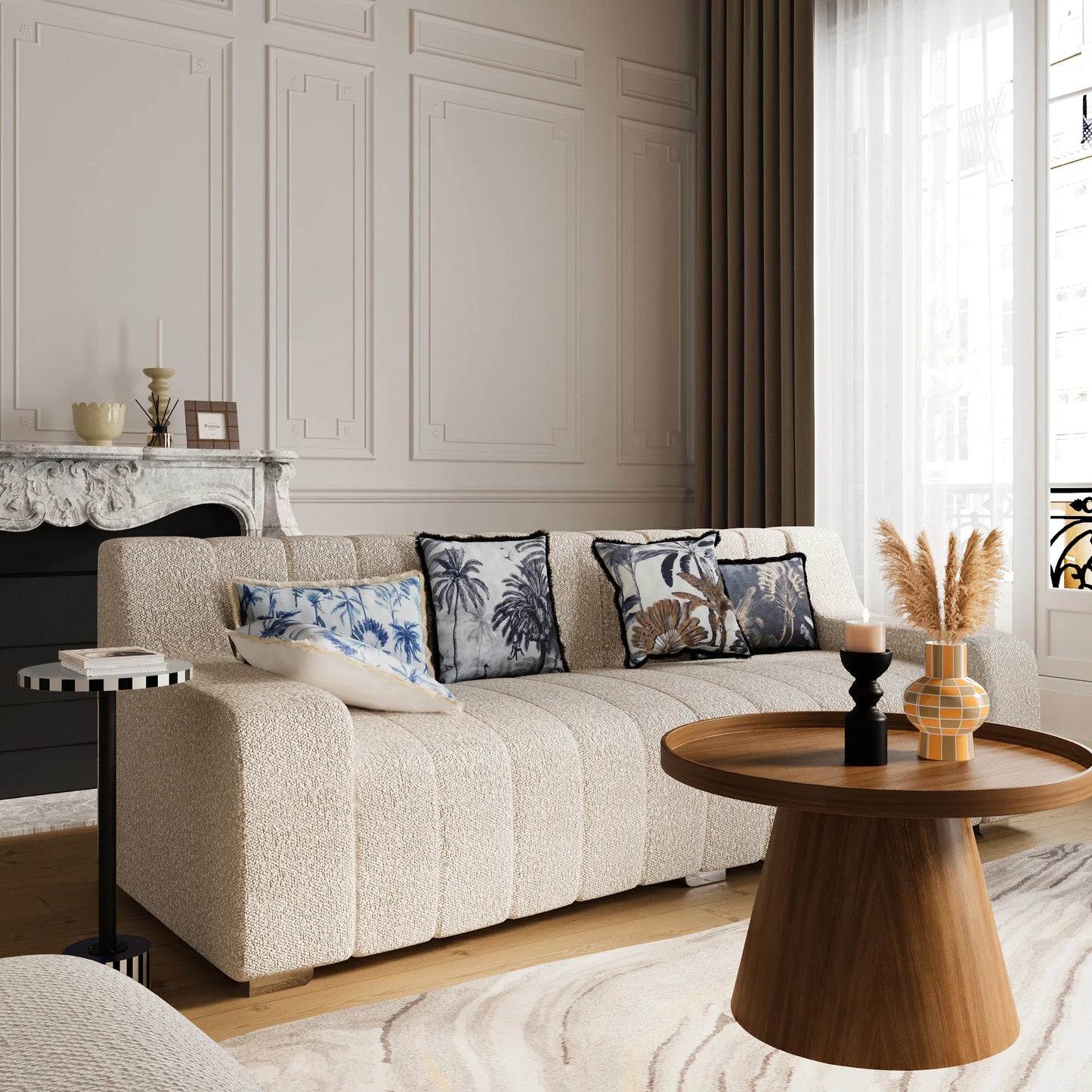 Table d appoint ronde originale couleur bleue Jasmin