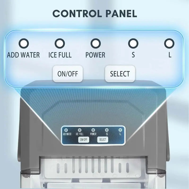 Portable Countertop Ice Maker  9-Cube Cycle in 6 Minutes, 26.5 lbs/Day, Dual Ice Sizes, Self-Cleaning