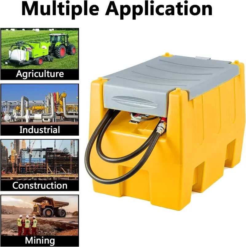 TECSPACE 58-Gallon Portable Gasoline Fuel Tank with 12V Transfer Pump & 4-Meter Hose (Yellow)