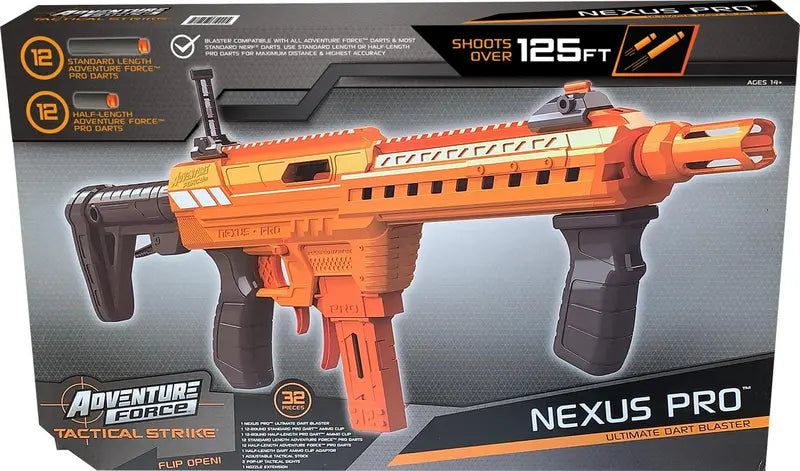 Adventure Force Nexus Pro Dart Blaster, Tactical Strike, Shoots 125+ FT, Includes Ammo Clips & Darts, Unisex, Model 6100